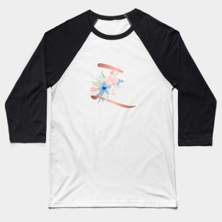 Letter Z Rose Gold and Watercolor Blush Pink and Navy Baseball T-Shirt